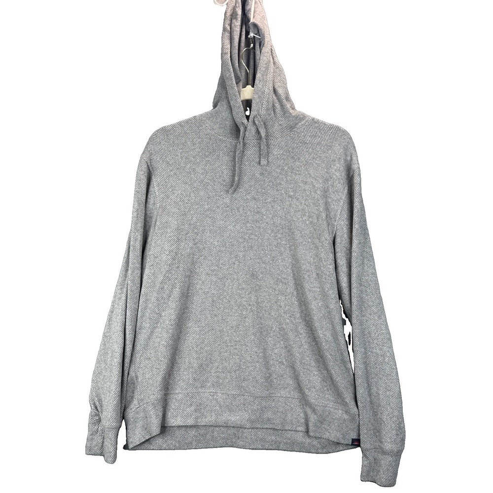 Faherty Men Gray Cotton Blend Lightweight Drawstring  Hoodie Sweatshirt Medium